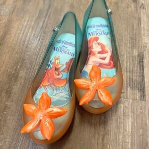 Mini Melissa The Little Mermaid Girls Shoes - Orange and Green